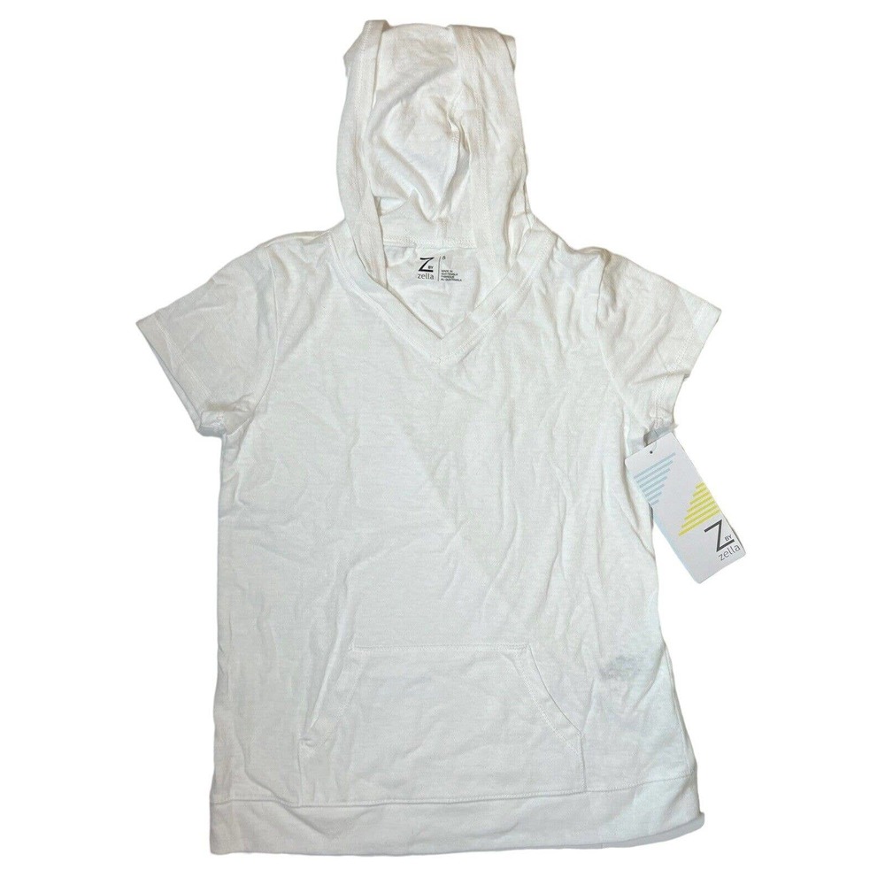 Zella White Short Sleeve Hooded Top 5‎ New